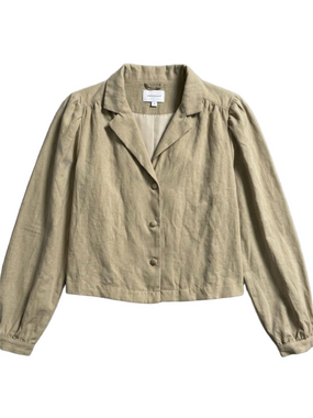 Kendall + Kylie Matcha Green Cropped Button Up Blouse Medium Modal Stretch Top